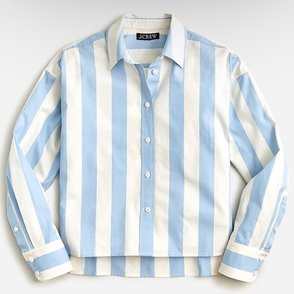 JCREW Relaxed-fit cropped shirt in Barlow stripe